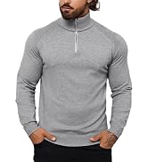 Amazon.com: ICEMOOD Mens Quarter Zip Pullover Sweater Mock